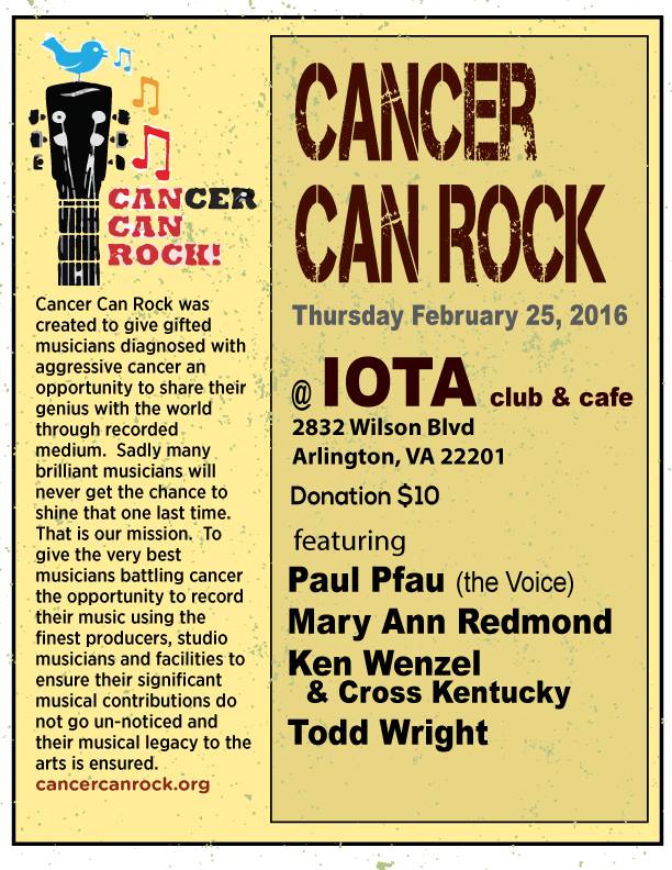 Cancer Can Rock Thursday February 25th, 2016